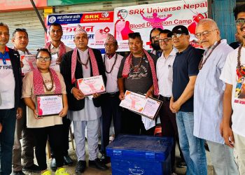 ५० पटकभन्दा बढी रक्तदान गर्ने ५ जनालाई साई हस्पिटलको सम्मान