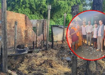इनरुवामा आगलागीपीडितलाई एमालेद्वारा ४५ हजार सहयोग